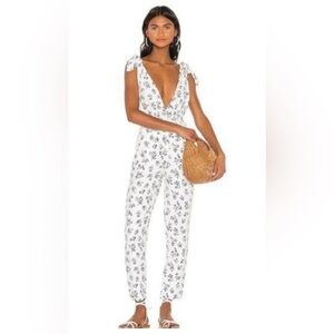 LPA White and Black Floral Jumpsuit